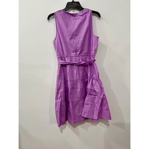 New J. Crew Size 10 Faux-Wrap Sleeveless Mini Dress Purple *Stain* - Picture 9 of 12